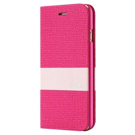 For Iphone 6 5.5 Wallet Case Linen Soft Feeling Pu Leather Case Fo 32274916315-3-Hot Pink