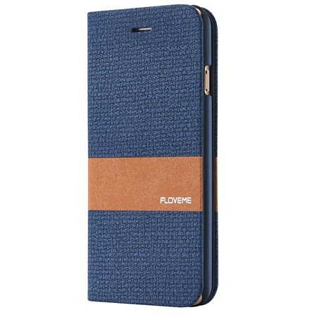 For Iphone 6 5.5 Wallet Case Linen Soft Feeling Pu Leather Case Fo 32274916315-4-Dark Blue