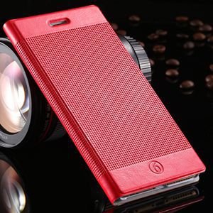 Luxury Retro Red Grid Pattern Pu Flip Leather Case For Apple Iphon 32226170304-2-Red