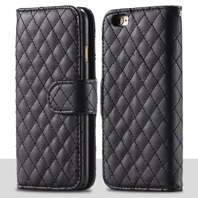 For Iphone 6 Plus Case Retro Deluxe Sheapskin Grid Leather Case Fo 32257881049-1-Black