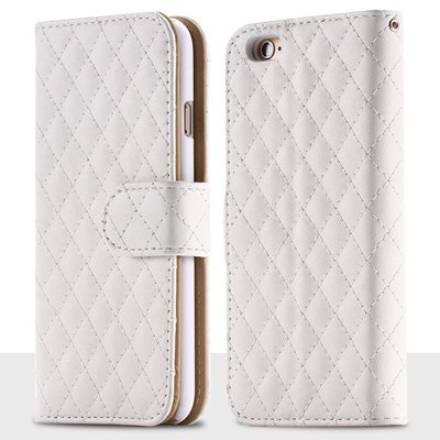 For Iphone 6 Plus Case Retro Deluxe Sheapskin Grid Leather Case Fo 32257881049-2-White
