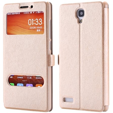 For Hongmi Note Smart Case Luxury Soft Silk Pu Leather Case For Xi 32283801504-3-Gold