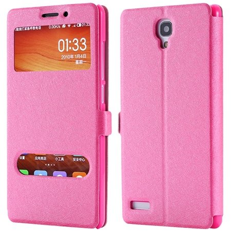 For Hongmi Note Smart Case Luxury Soft Silk Pu Leather Case For Xi 32283801504-5-Hot Pink