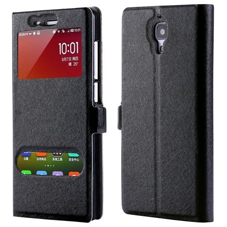 For Xiaomi4 Window View Cases Gold Retro Luxury Soft Silk Pu Leath 32284027604-1-Black