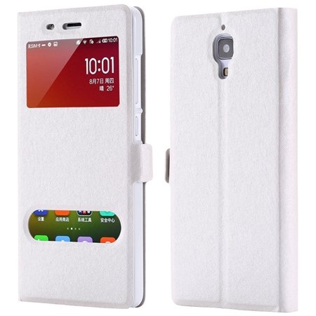 For Xiaomi4 Window View Cases Gold Retro Luxury Soft Silk Pu Leath 32284027604-2-Sliver