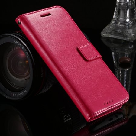 2015 Hot Retro Luxury Pu Leather Case For Htc One M8 Wallet Phone 32272991122-5-Hot Pink