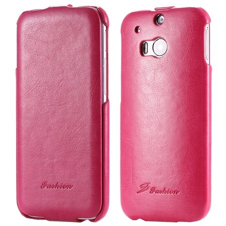 M8 Leather Case Luxury Retro Pu Vertical Flip Leather Case For Htc 32267795808-5-Hot Pink