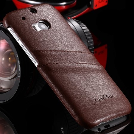 Retro Black Luxury Lychee Pattern Genuine Leather Case For Htc One 2047312352-1-Brown