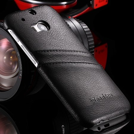 Retro Black Luxury Lychee Pattern Genuine Leather Case For Htc One 2047312352-2-Black