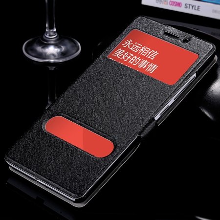 Luxury Soft Silk Pu Leather Case For Xiaomi Redmi Note Smart Windo 32283770203-1-Black