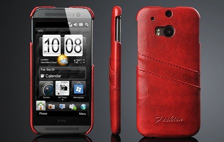 M8 Case Black Retro Luxury Wax Glossy Pu Leather Case For Htc One 2047286840-2-Red