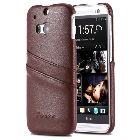 M8 Back Leather Case Luxury Lychee Pattern Genuine Leather Case Fo 2047306280-1-Brown