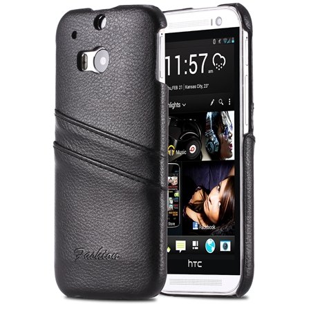 M8 Back Leather Case Luxury Lychee Pattern Genuine Leather Case Fo 2047306280-2-Black