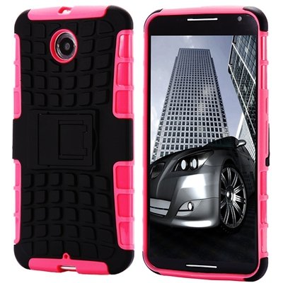 For Nexus 6 Hard Back Case Unique Slip-Proof Tough Kick-Stand Case 32294450416-1-Pink