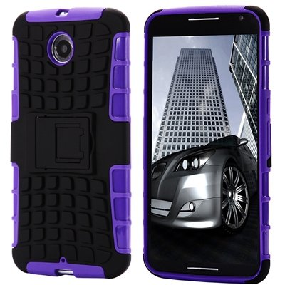 For Nexus 6 Hard Back Case Unique Slip-Proof Tough Kick-Stand Case 32294450416-2-Purple