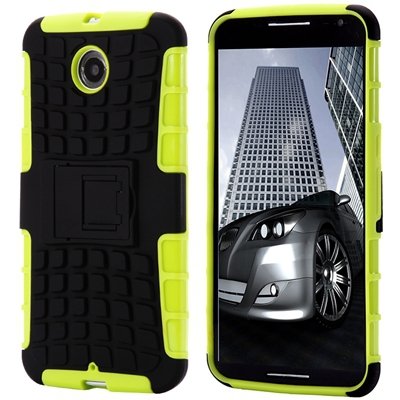 For Nexus 6 Hard Back Case Unique Slip-Proof Tough Kick-Stand Case 32294450416-3-Green