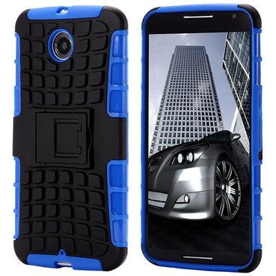 For Nexus 6 Hard Back Case Unique Slip-Proof Tough Kick-Stand Case 32294450416-4-Blue