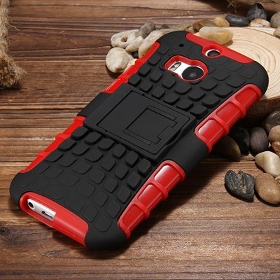 M8 Hard Back Case Luxury Retro Slip-Proof Kick-Stand Case For Htc 32295588948-5-Red