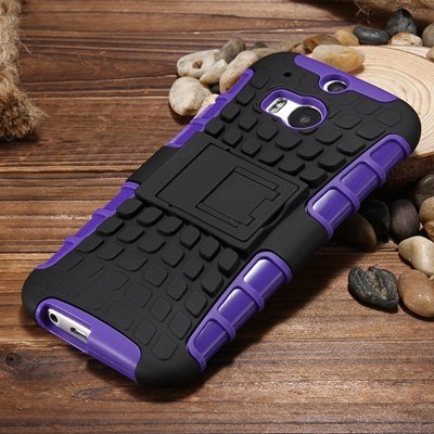 M8 Hard Back Case Luxury Retro Slip-Proof Kick-Stand Case For Htc 32295588948-6-Purple