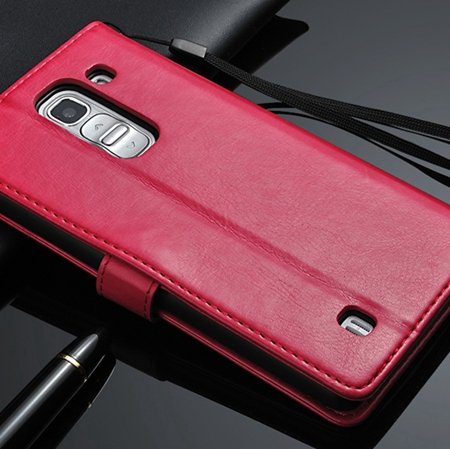 G2 Retro Luxury Pu Flip Leather Case For Lg G2 Optimus D801 Wallet 32283684355-5-Hot Pink