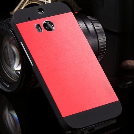 Deluxe Retro Aluminum Metal Case For Htc One M8 Electroplate Chrom 1927099860-5-Red