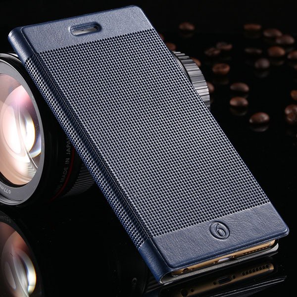 Popular Grid Structure Flip Wallet Shell For Iphone 6 Plus 5.5Inch 32214571519-8-deep blue