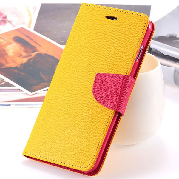 New Pu Leather Full Cover For Iphone 6 4.7 Inch Flip Phone Housing 2052907542-5-yellow