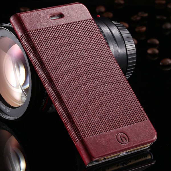 Luxury Grid Structure Full Cell Phone Cover For Iphone 6 4.7Inch S 32214148080-6-Burgundy
