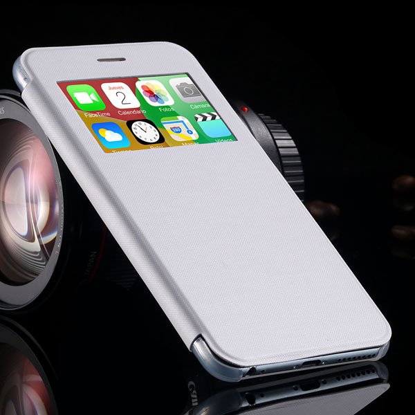 I6 Plus Window View Case For Iphone 6 Plus 5.5Inch Flip Pu Leather 32236780961-2-white