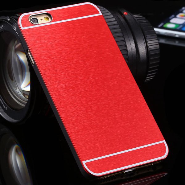Newest Bling Aluminum Metal Brush Hard Cover For Iphone 6 Plus 5.5 32251042813-3-red
