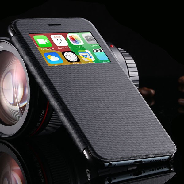 I6 Window View Display Full Flip Case For Iphone 6 4.7Inch Mobile 32232361691-1-black