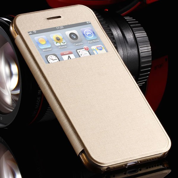 I6 Window View Display Full Flip Case For Iphone 6 4.7Inch Mobile 32232361691-4-gold