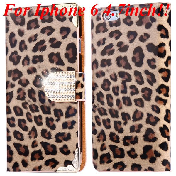 For Iphone 6 Bling Diamond Leather Case Flip Leopard Full Cover Fo 32258215017-4-brown for iphone 6