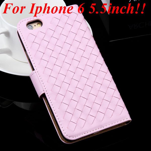 For Iphone 6 Leather Case Flip Weave Full Cover For Iphone 6 4.7In 32257737480-9-pink for plus