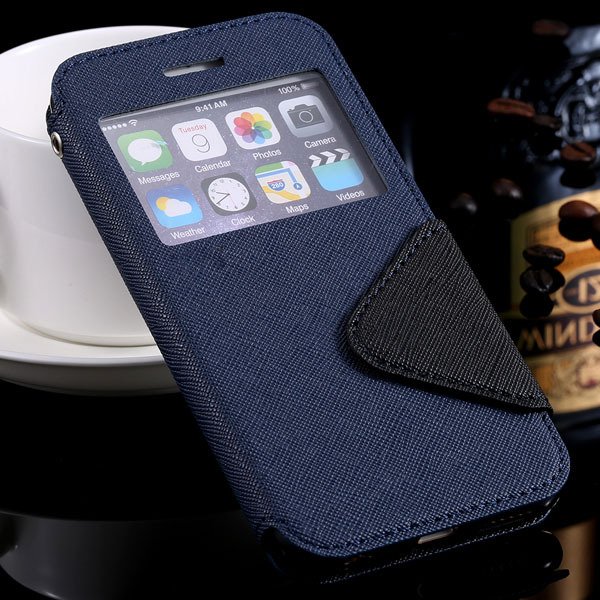 Window Display View Cover For Iphone 6 4.7Inch Pu Leather Case Sta 32254734262-1-blue for iphone 6