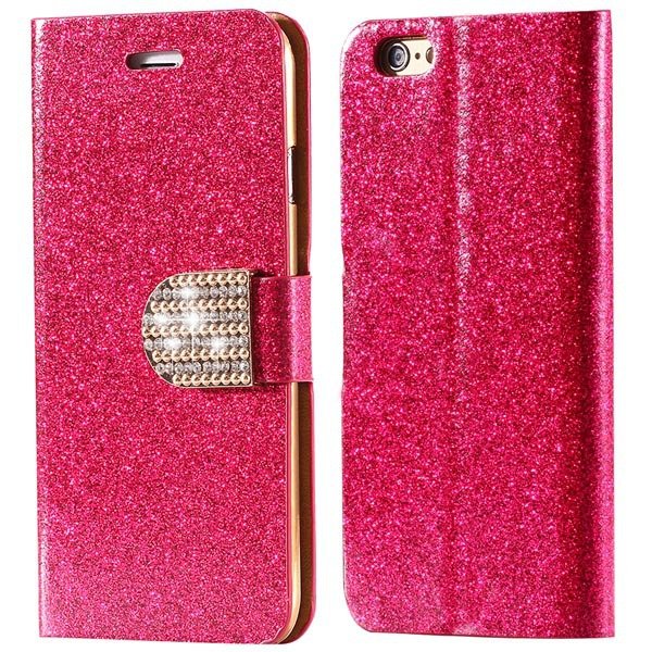 Bling Shiny Diamond Full Case For Iphone 6 Plus 5.5Inch Leather Ph 32246570657-5-hot pink