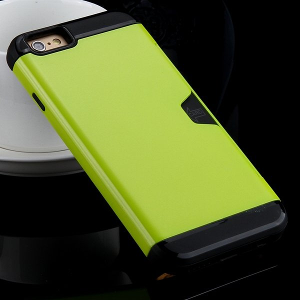 I6 Slim Case Hard Pc + Soft Tpu Back Cover With Card Slot Stand Fo 32275777854-7-green