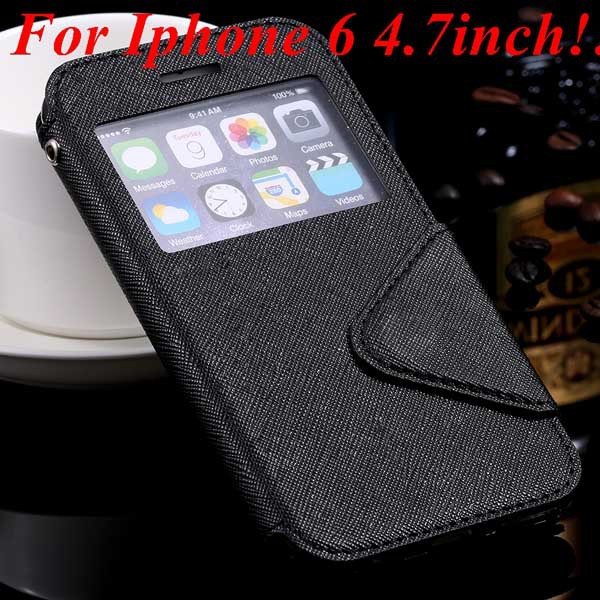 I6 Plus Window Case Pu Leather View Cover For Iphone 6 4.7Inch/5.5 32268160034-2-black for iphone 6