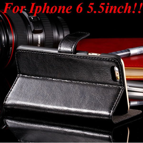 I6 Plus Full Wallet Case For Iphone 6 Plus 5.5Inch Genuine Leather 32236038192-1-black