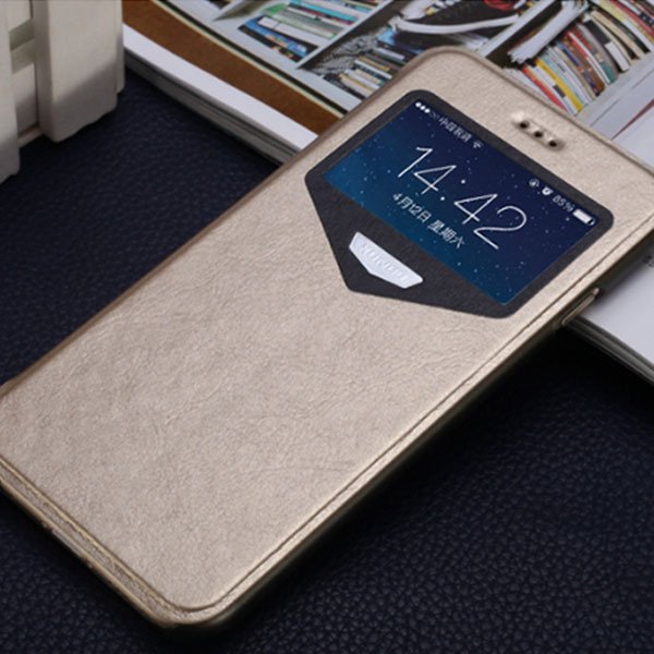 Ultra Thin Slim Flip Case For Iphone 6 4.7Inch Clear Pc Window Dis 32216429328-2-gold