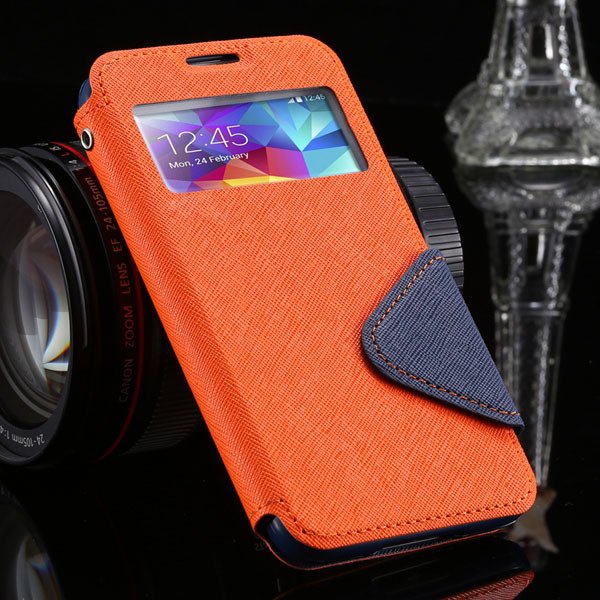 S5 Window Display View Case For Samsung Galaxy S5 I9600 Korea Diar 1877348597-9-orange