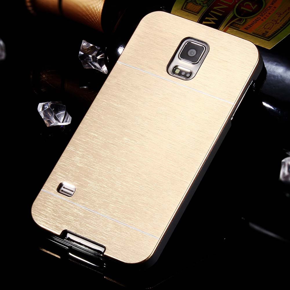 S5 Aluminum Deluxe Gold Metal Brush Back Case For Samsung Galaxy S 32237608035-4-gold