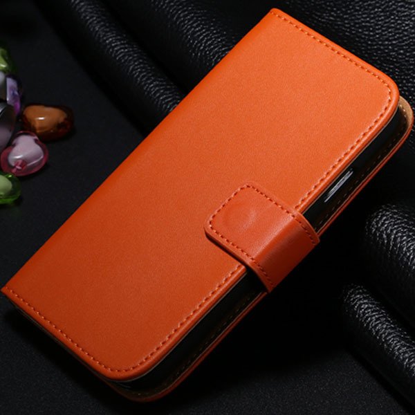 S4 Genuine Leather Case Flip Wallet Cover For Samsung Galaxy S4 Si 1772230456-8-orange