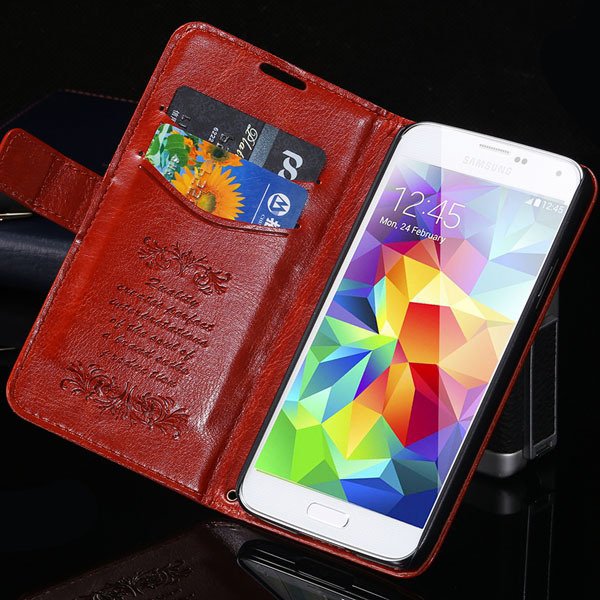 S5 Flip Case With Card Insert Full Protect Cover For Samsung Galax 1871229003-7-brown