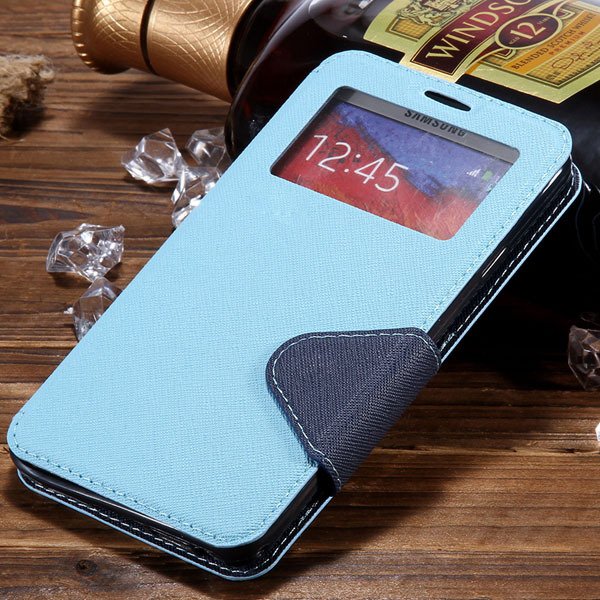 For Note 3 Window Case Full Protect Cover For Samsung Galaxy Note 1961130524-5-sky blue