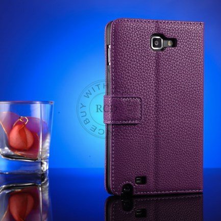 Top Quality Pu Leather Case For Samsung Galaxy Note I9220 N7000 St 1063977847-4-Purple