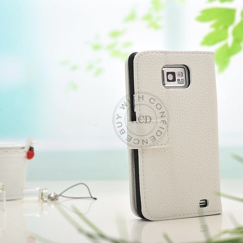 Factory Price Pu Wallet Flip Leather Case For Samsung Galaxy S2 Ii 1064181507-2-White