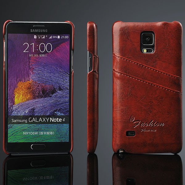 Note 4 Card Slot Back Case For Samsung Galaxy Note 4 Iv N9100 Retr 32281375945-5-brown
