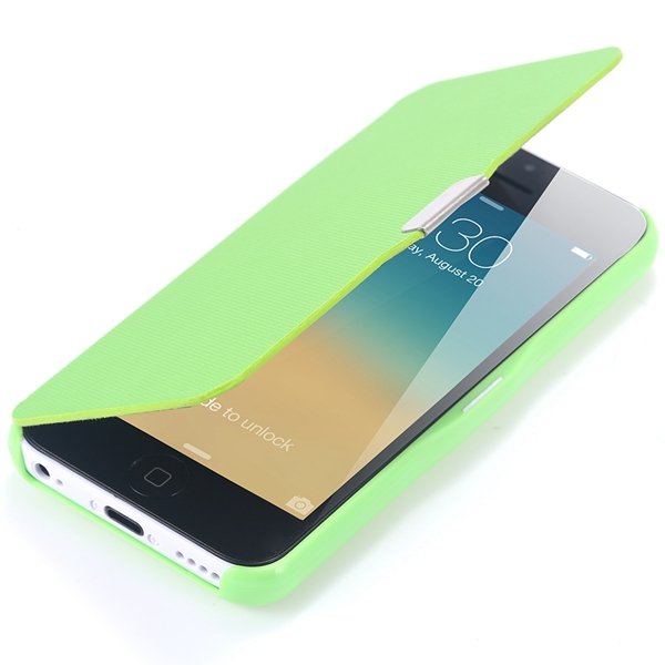 Fashion Flip Pu Leather Full Protect Cover For Apple Iphone 5C Cas 32240347361-5-green