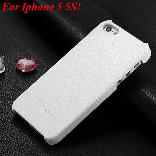4S 5S Genuine Leather Case Original Real Cowhide Leather Cover For 1551484355-5-white for 5S